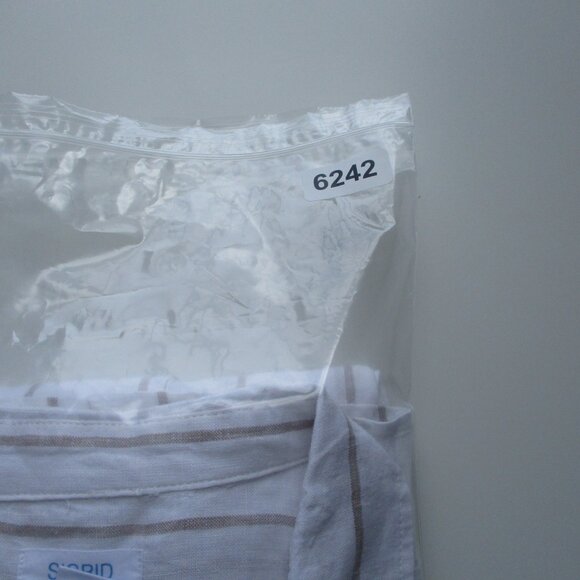 Sigrid Olsen Shirt Women L White Linen Roll Tab Button Down Casual Costal Preppy - Picture 13 of 13